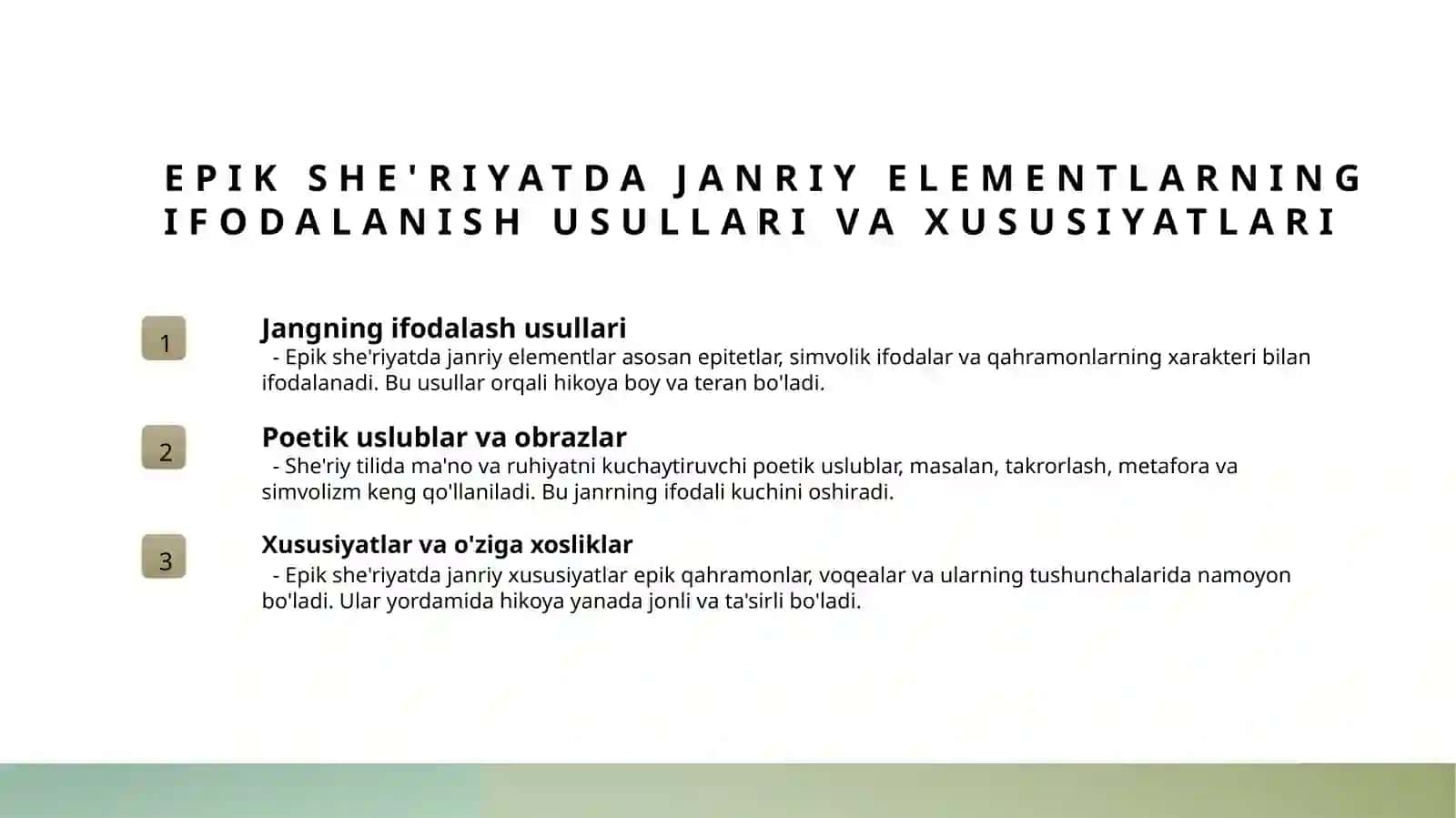 Manbalarning janriy òzga xosliklari, gloss, interpoyatsiyalar ( izoh va hoshiyalar). Malikai Dilnavoz dostoni. 4