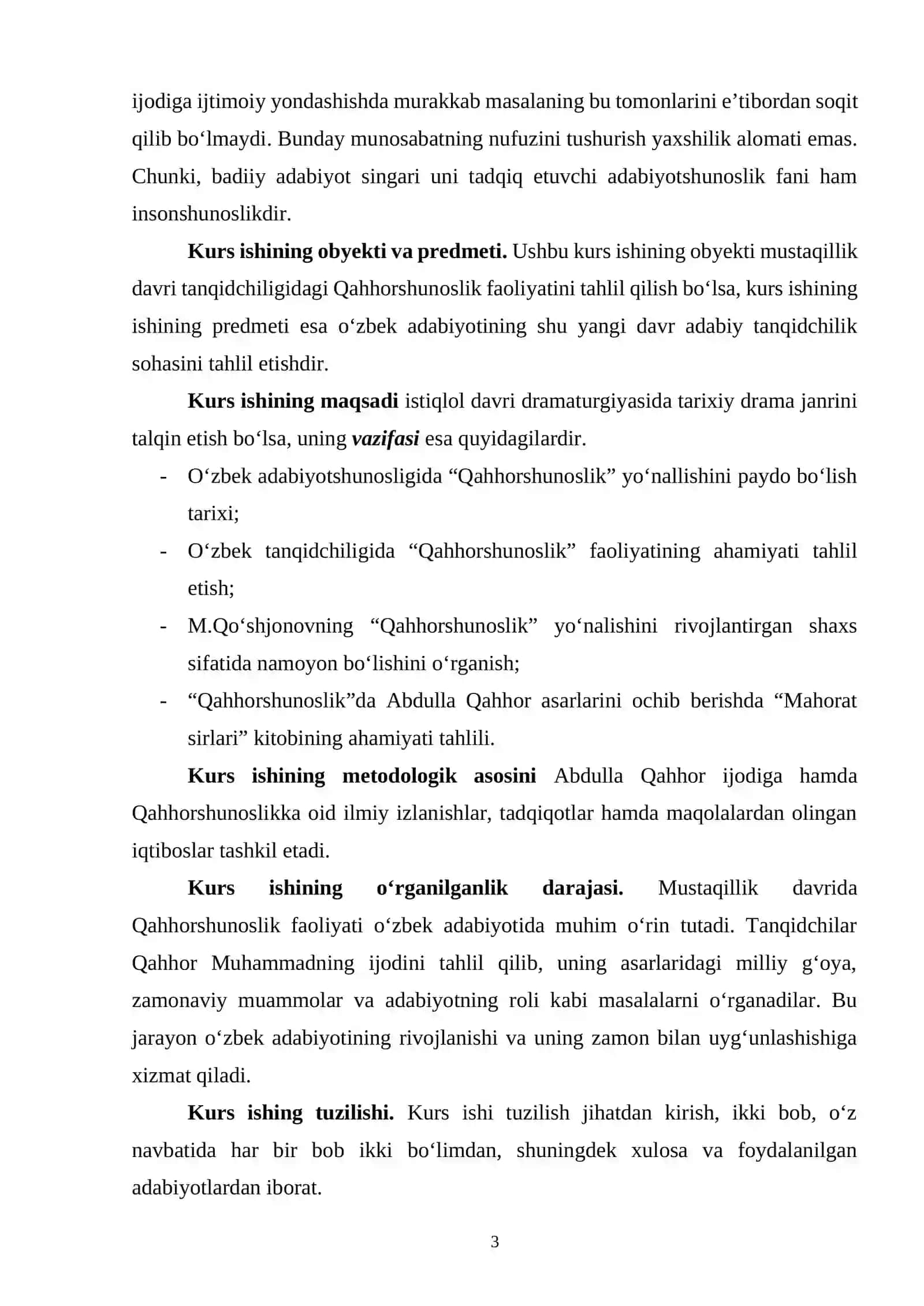 “Mustaqillik davri tanqidchiligidagi Qahhorshunoslik faoliyati” mavzusidagi KURS ISHI 4