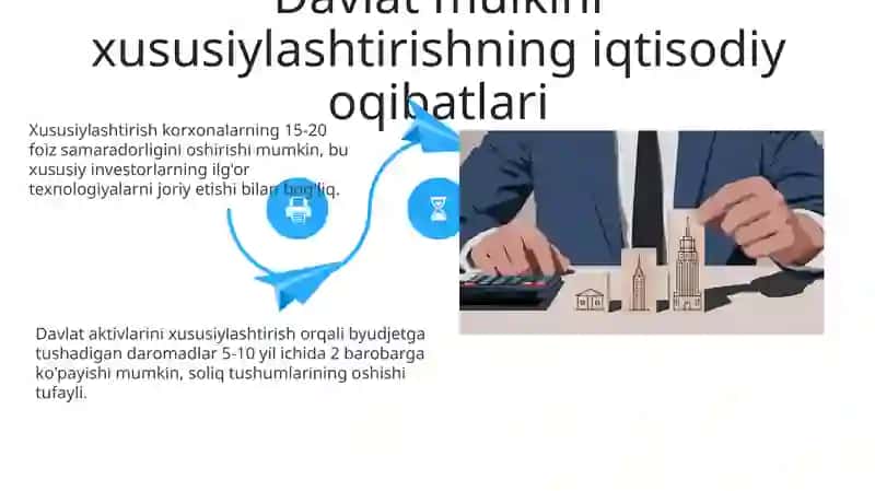 Davlat mulkini xususiylashtirish va boshqarish Iqtisodiyotni tartibga solish 4