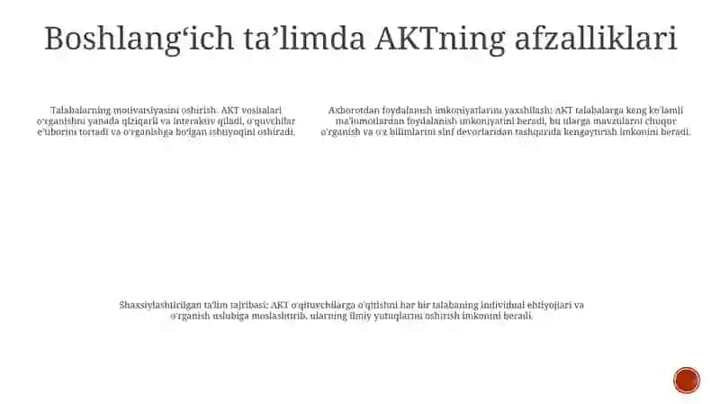BoshlangʻIch TaʼLimda Fanlarni OʻQitishda Axborot Kommunikatsiya Texnologiyalaridan Foydalanish 4