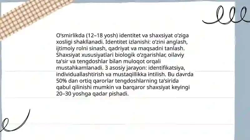 Oʻsmirlik va oʻspirinlik davri psixologiyasi 4