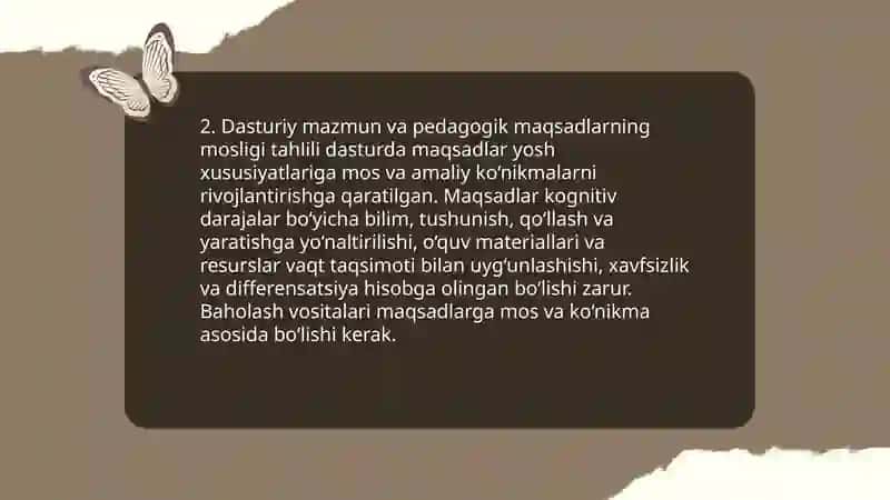Boshlang'ich sinf texnologiya fani DTS tahliliy va o'quv fan dasturlarining mazmuni va ularning tahlili Husanova shohista 4