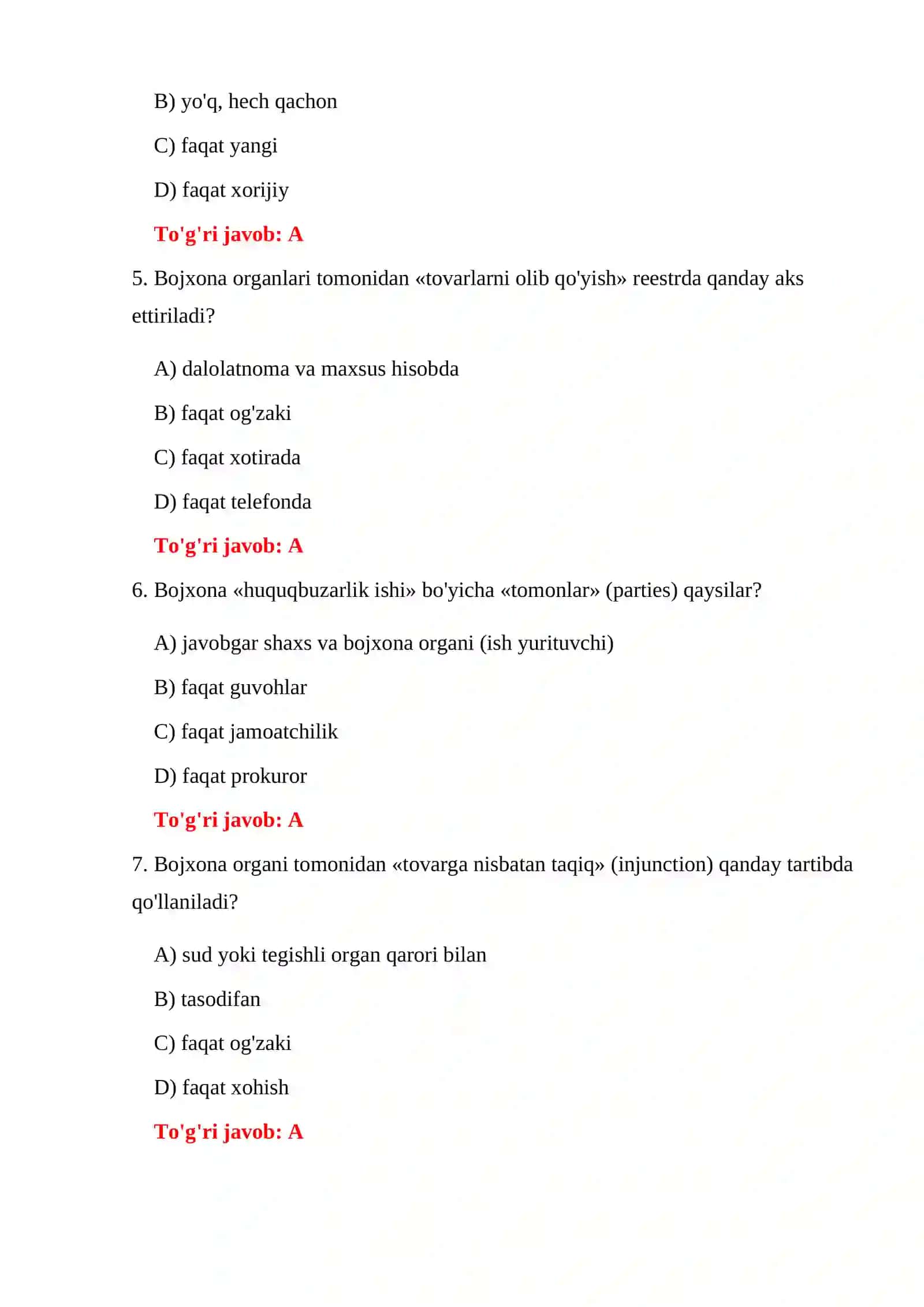 BOJXONA XAVFSIZLIGI TESTLARI 4