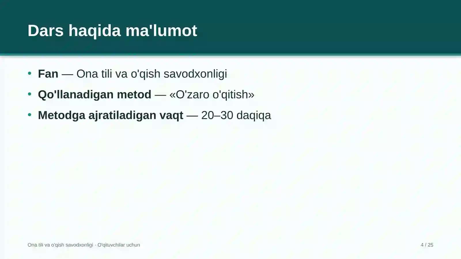 ona tili va o'qish savodxonligi darslarida o'zaro o'qitish metodidan foydalanish 7849 4