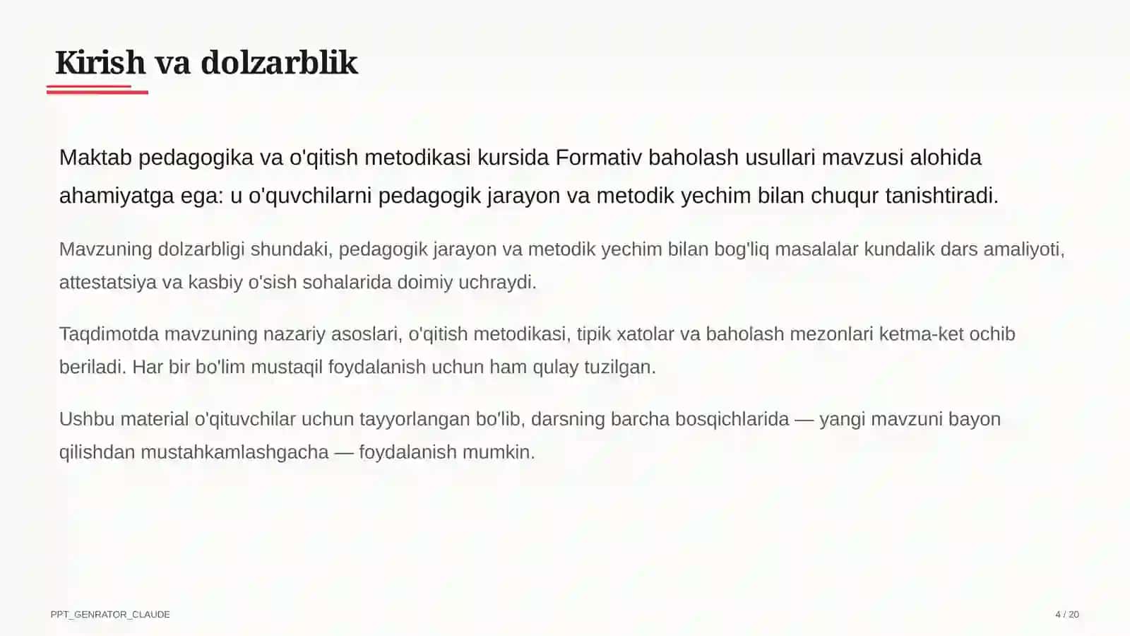 Formativ baholash usullari 4
