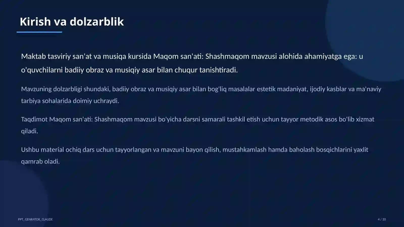 Maqom san'ati: Shashmaqom (5-sinf) 4