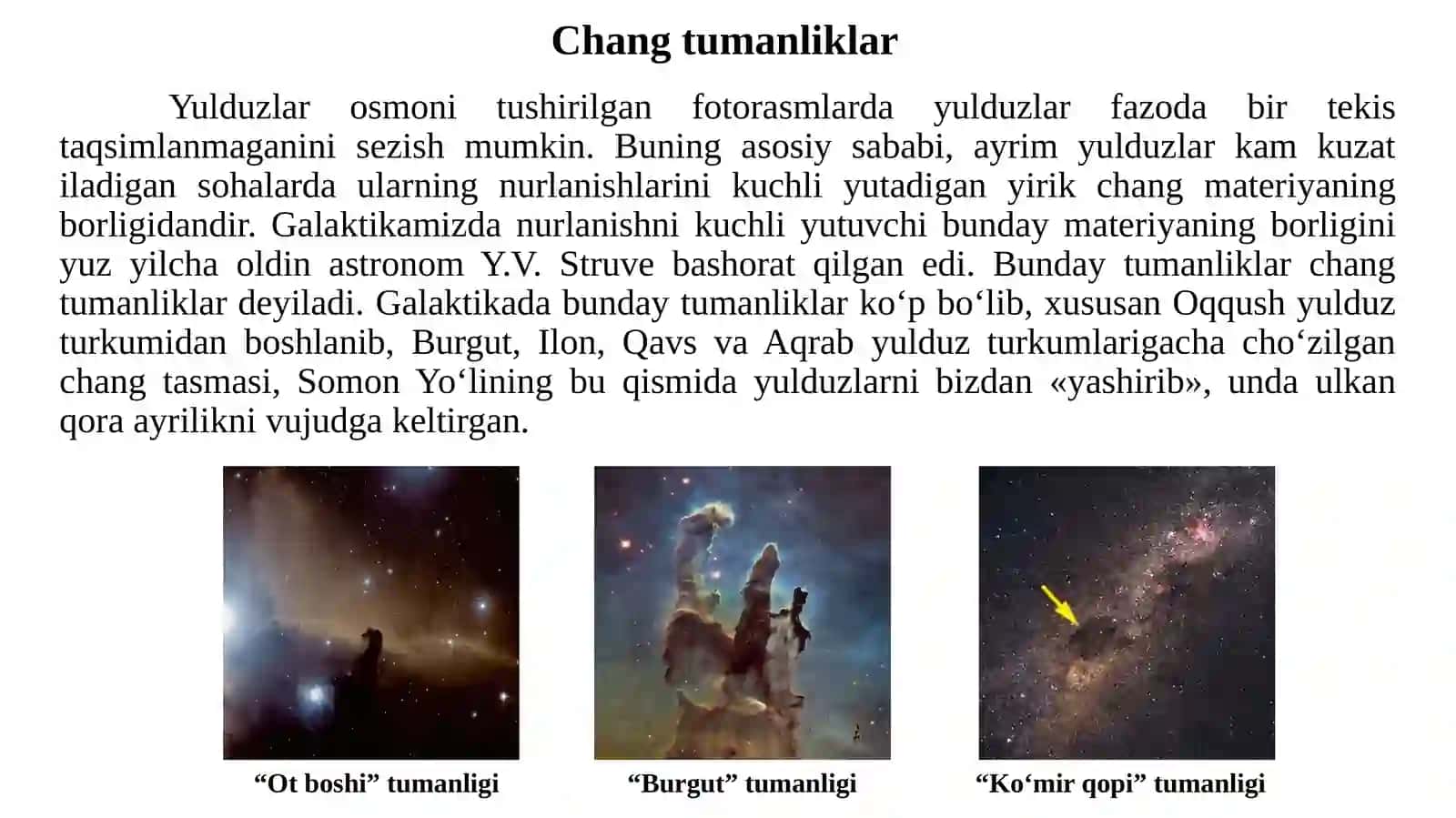 11-sinf Astronomiya fanidan dars ishlanma. Diffuz va chang tumanliklar 4
