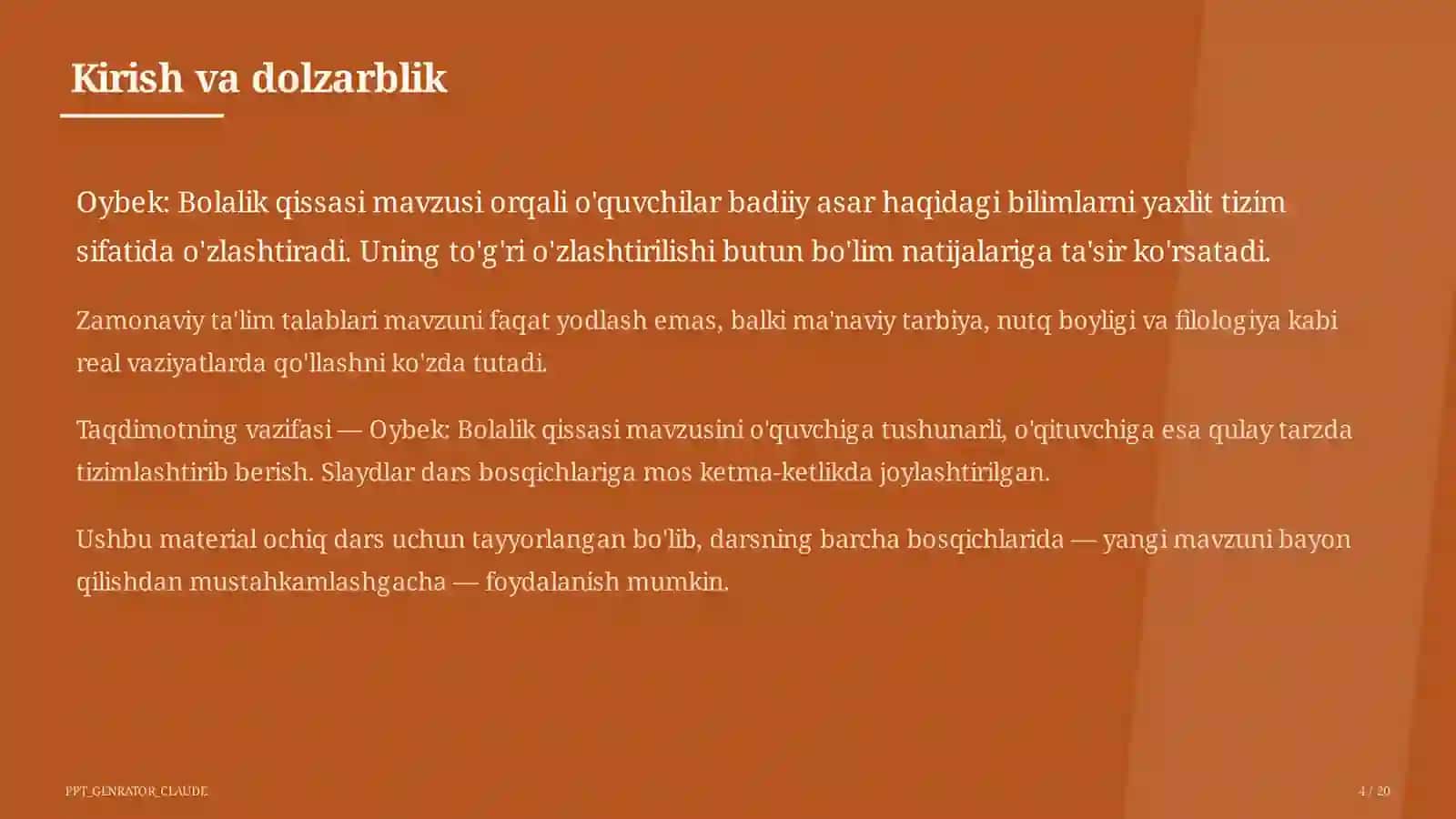 Oybek: Bolalik qissasi (6-sinf) 4