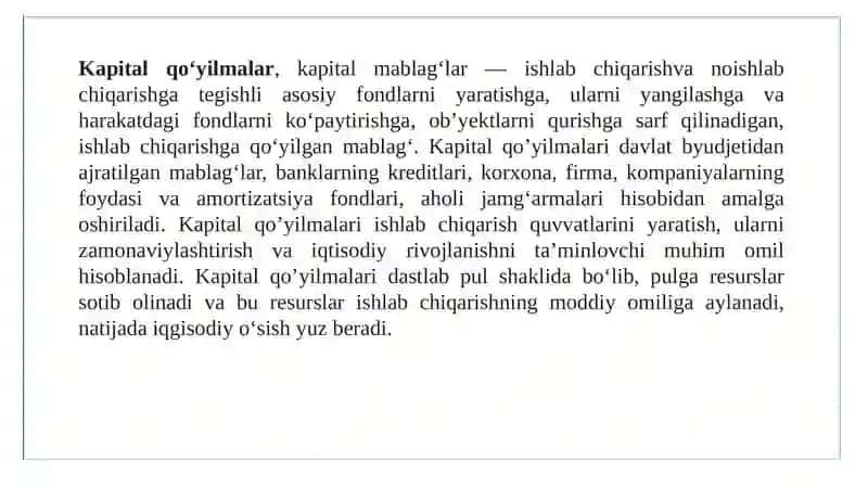 Kapital qoʻyilmalar va kapital bozori 4