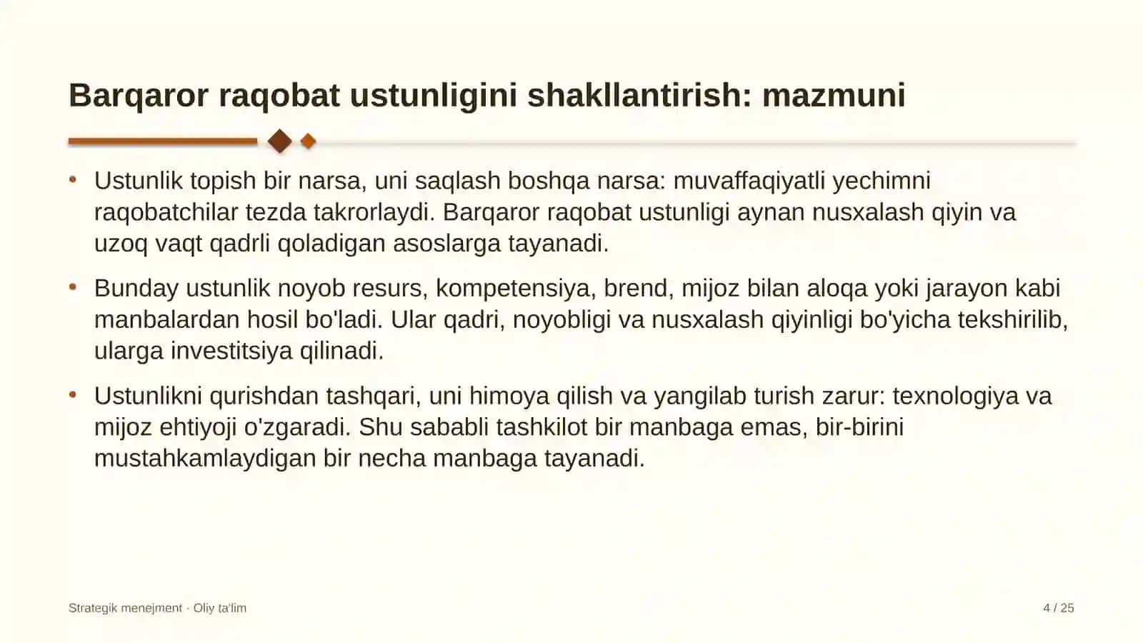 Karshering xizmatida barqaror raqobat ustunligini shakllantirish 4