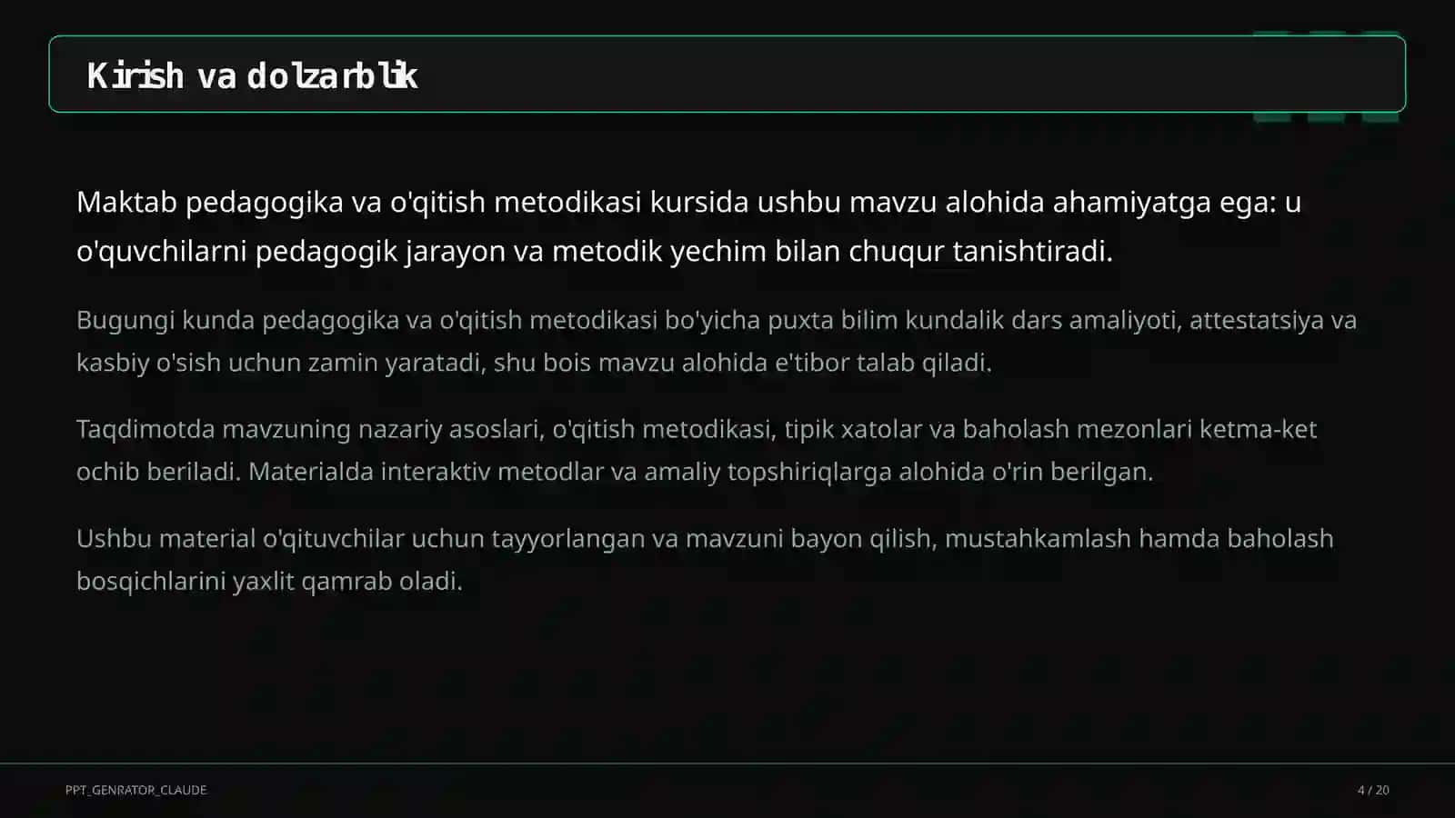 O'qituvchilarning Milliy sertifikatiga tayyorgarlik 4