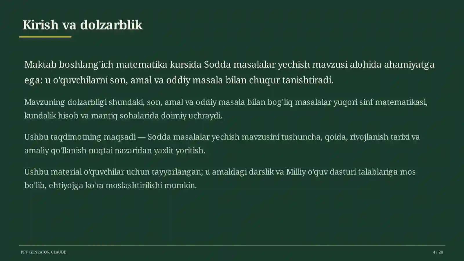 Sodda masalalar yechish (1-sinf) 4