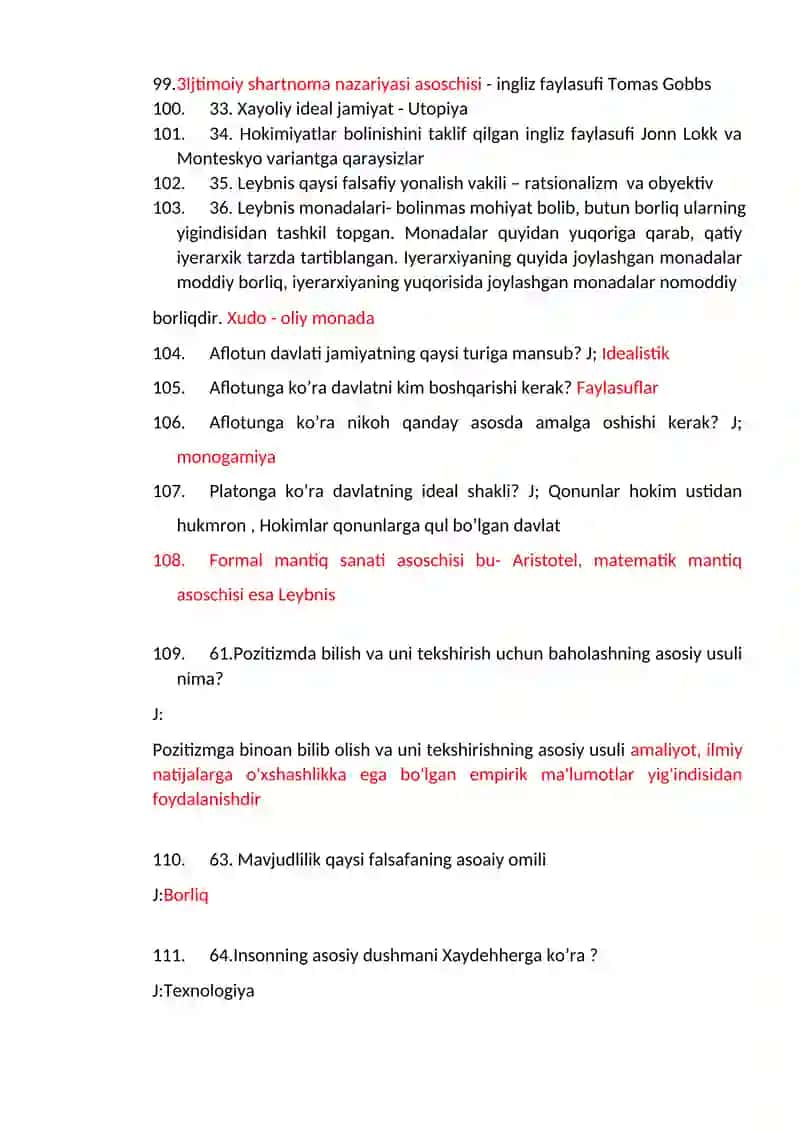 Falsafa savollar toʻplami 4