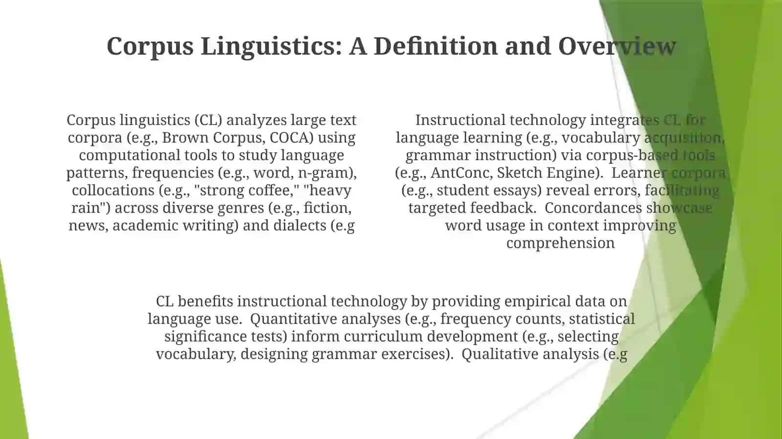 Corpus Linguistics and Instructional Technology 4
