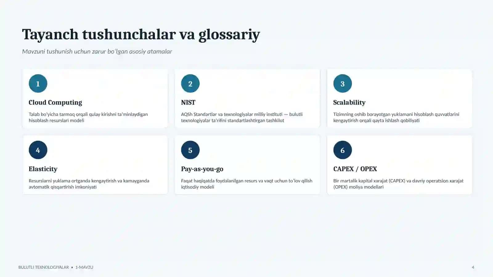 Bulutli hisoblash texnologiyalariga kirish 4