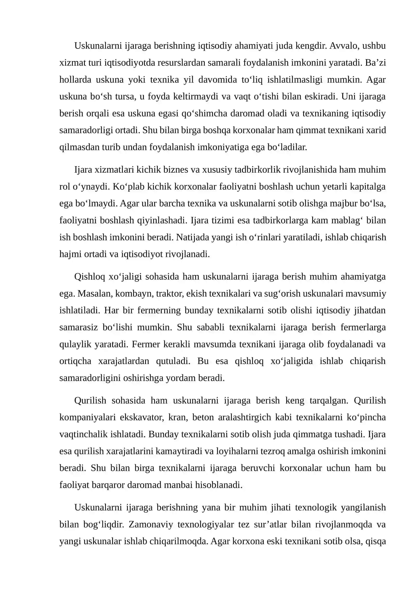 USKUNALARNI IJARAGA BERISHNING FOYDALILIK DARAJASINI TOPISH 4