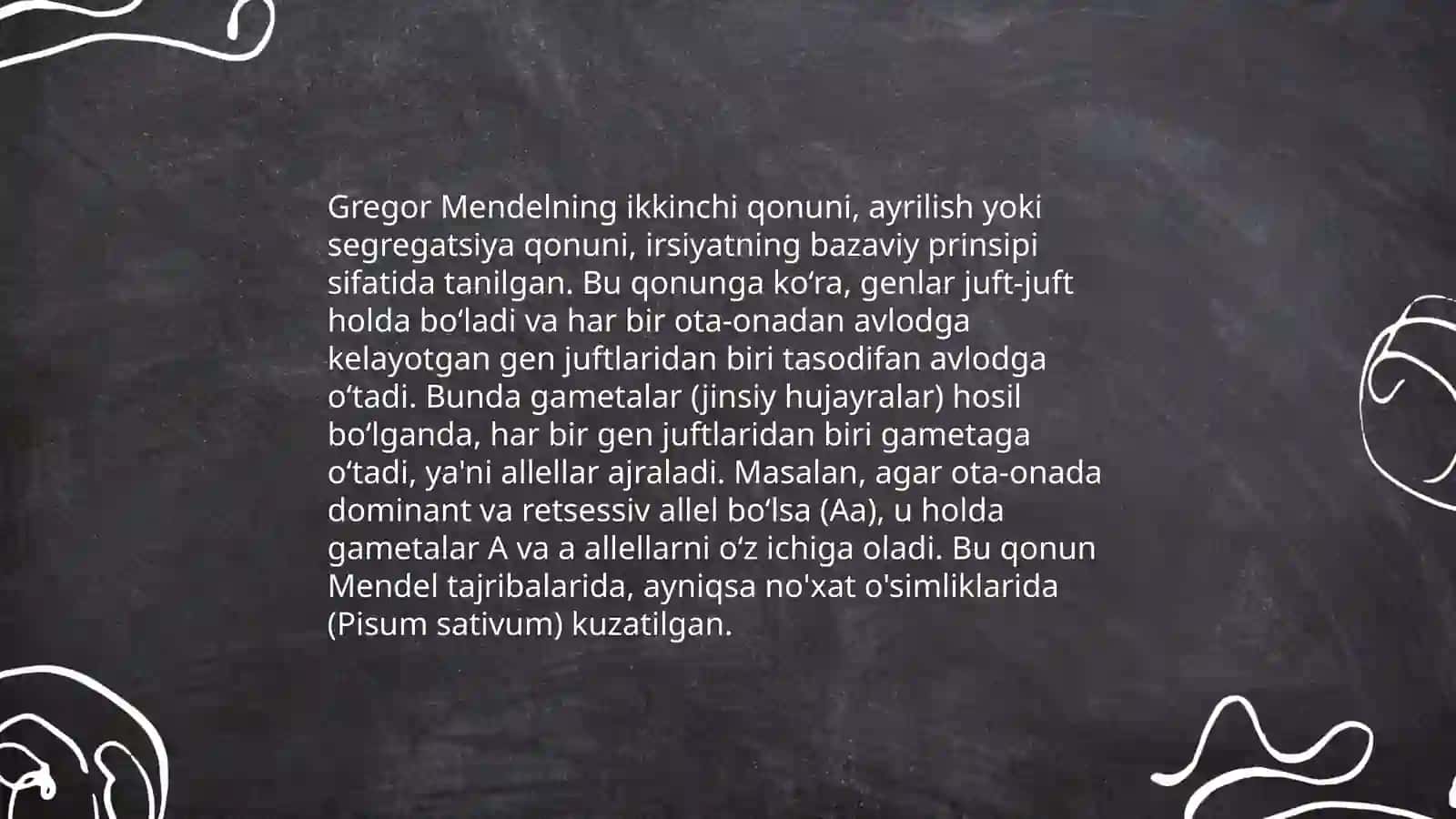 Belgilarning irsiylanish qonunlari irsiyat qonunlari 4