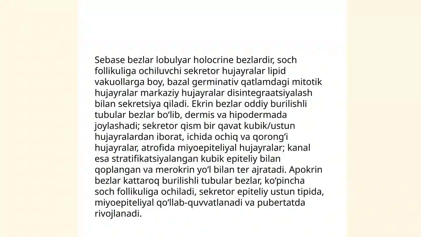 Teri hosilalari teri bezlari, soch va tirnoq gistologiyasi 4