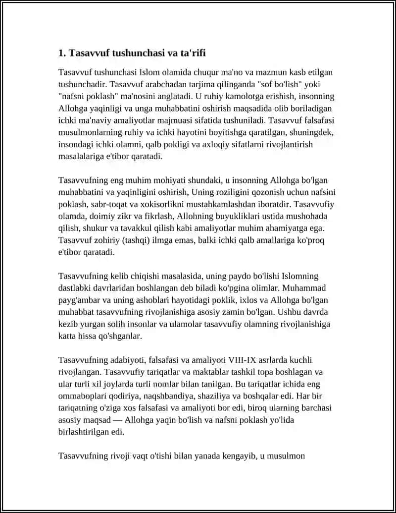 TASAVVUF TUSHUNCHASI VA UNING MOHIYATI.TASAVVUFNING KELIB CHIQISHI MAZMUNI VA RIVOJI 4