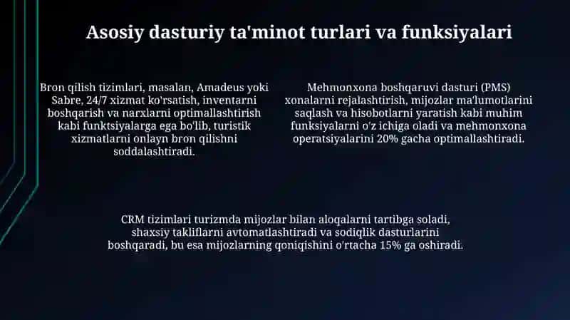 Turizm va mehmondo'stlikda dasturiy mahsulotlar 4