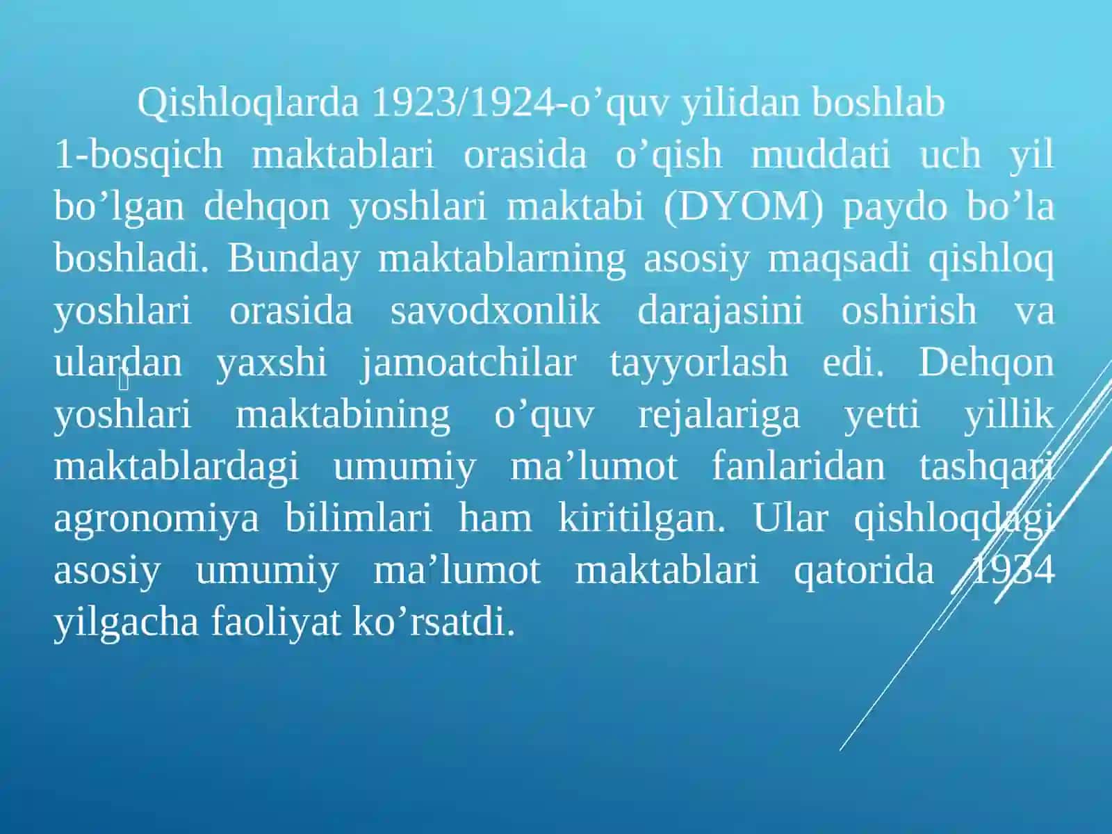 1924-1991 yillarda O’zbekistonda ta’lim tizimi va pedagogik fikrlar rivoji. Mustaqil O’zbekistonda ta’lim tizimi va pedagogik fikrlar rivoji 4