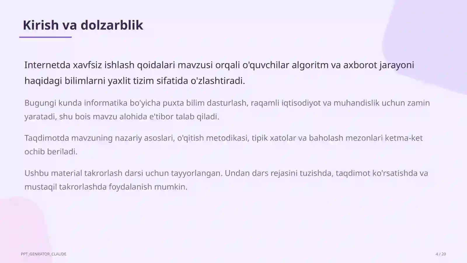 Internetda xavfsiz ishlash qoidalari (5-sinf) 4
