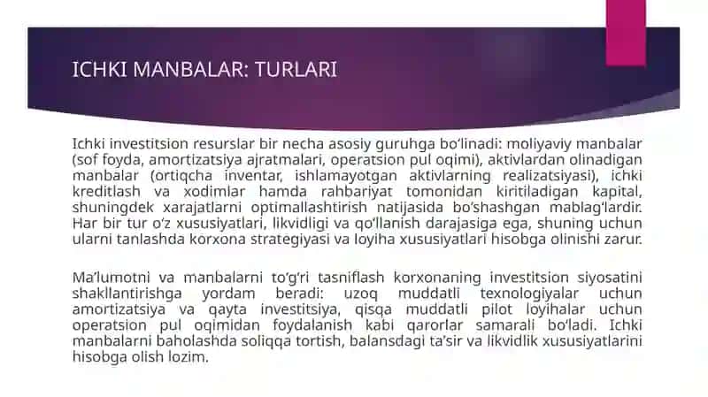 Innovatsion faoliyat amalga oshirish uchun investitsiya 4