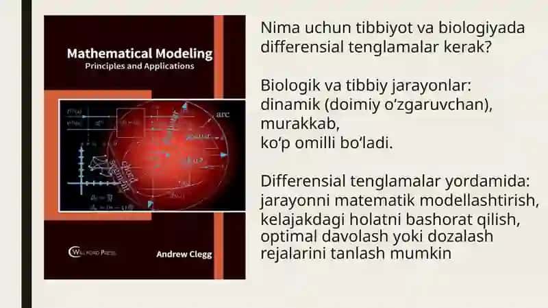 Tibbiy-biologik mazmundagi differensial tenglamalarni tuzish va yechish. 4