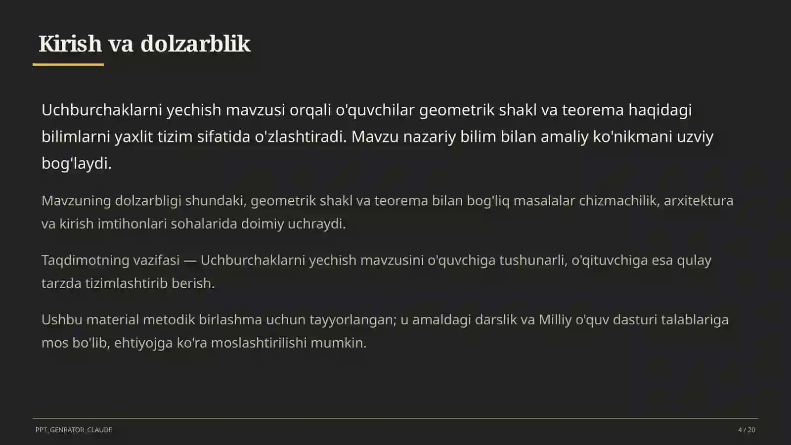 Uchburchaklarni yechish (9-sinf) 4