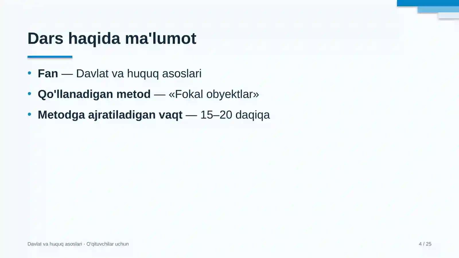 davlat va huquq asoslari darslarida fokal obyektlar metodidan foydalanish 8832 4