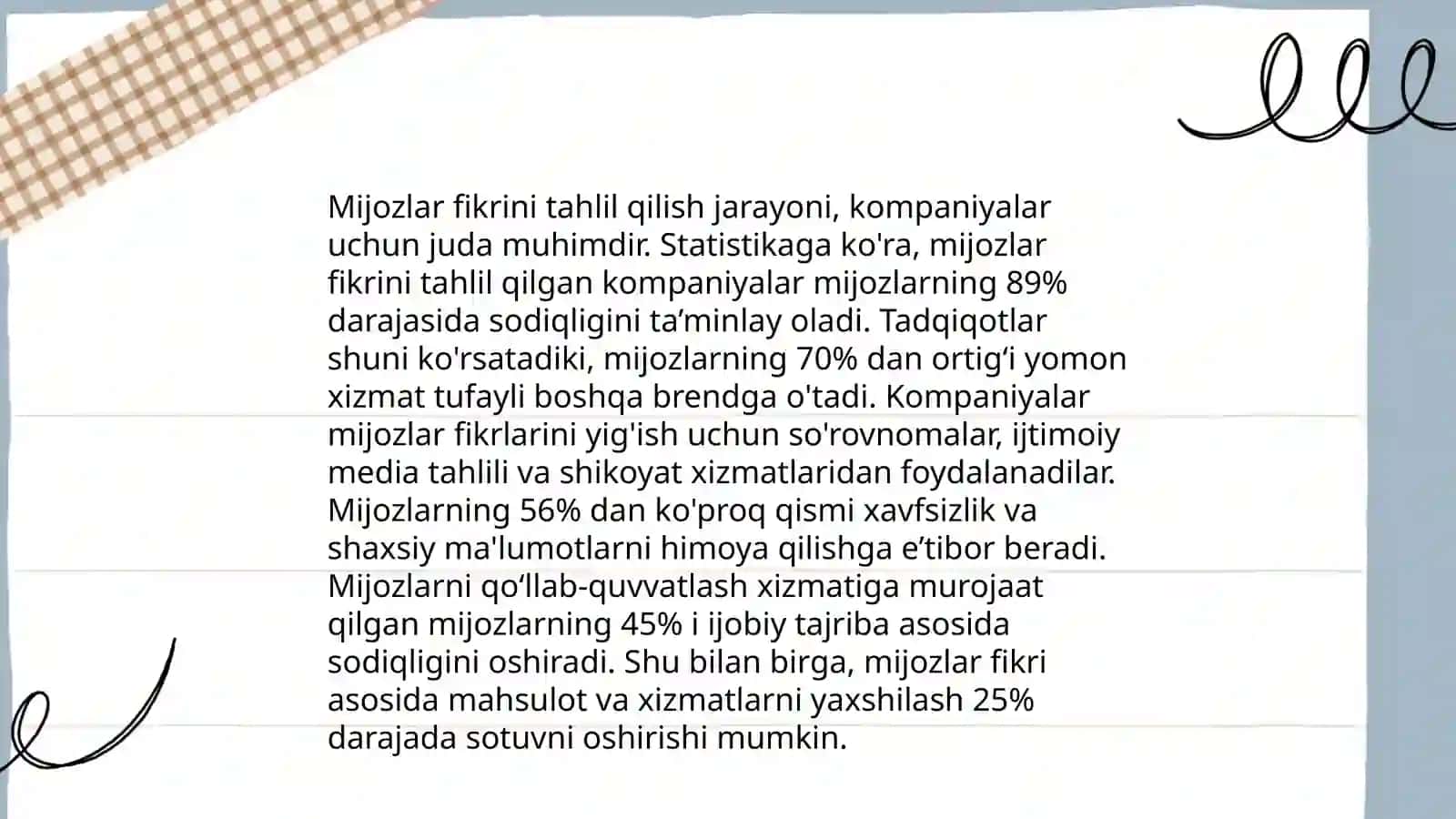 Mehmonxonada xizmatlarni baholash va boshqarish 4