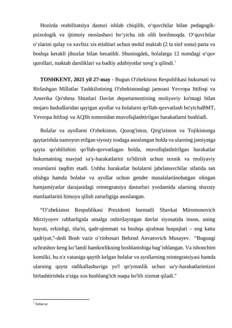 Qurolli mojarolardan jabrlangan bolalar, o‘sirinlar va ayollar bilan ishlashning o‘ziga xos jihatlari Referati 4
