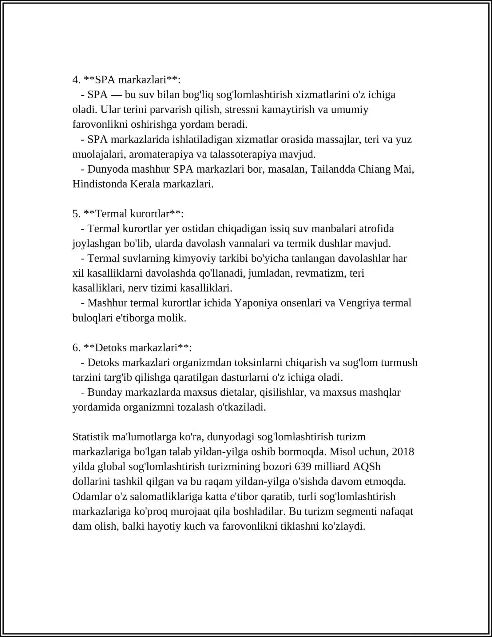 SOG'LOMLASHTIRISH-DAVOLASH TURIZMI VA UNING MARKAZLARI 4
