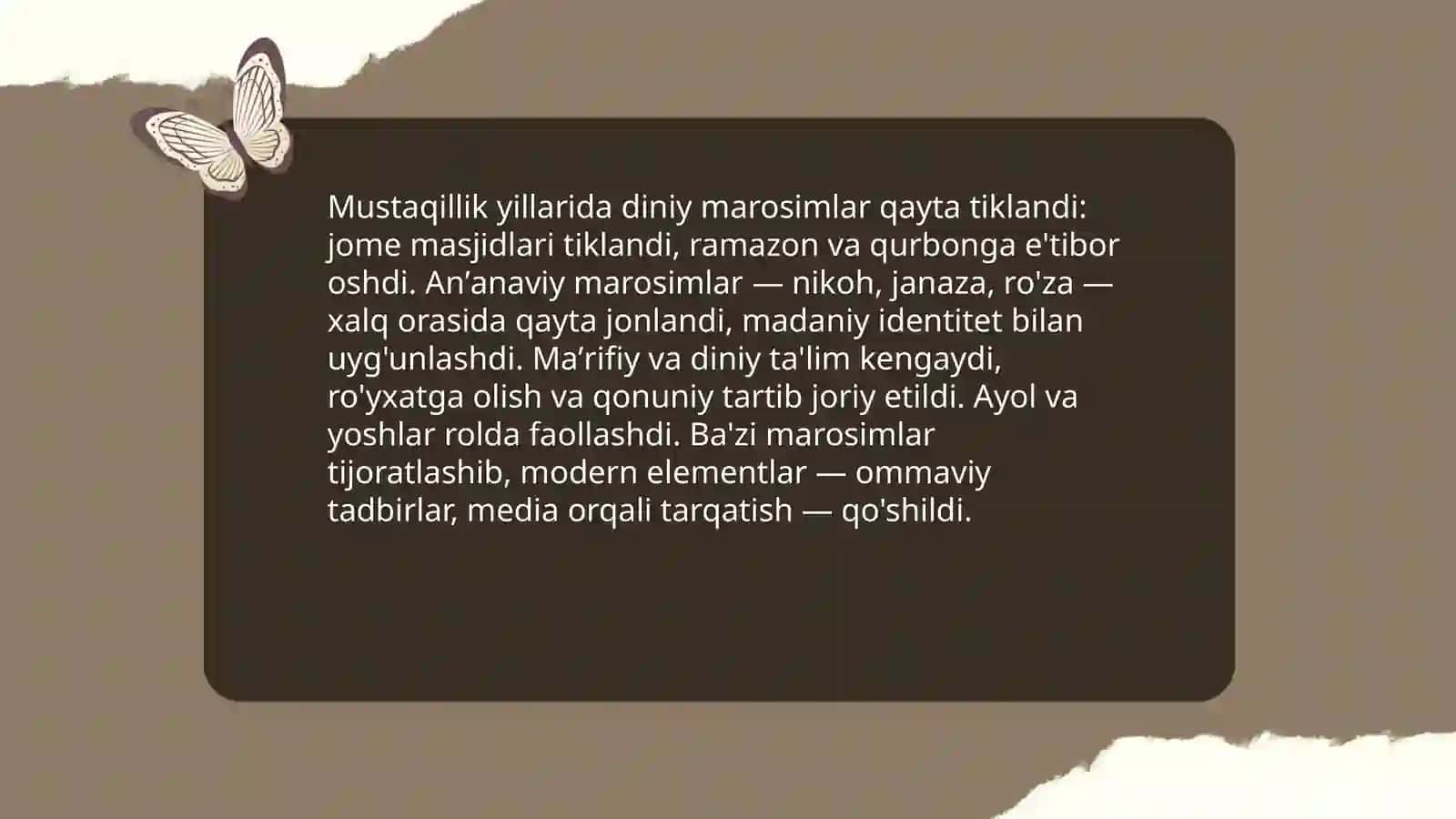 Manaviy madaniyatdagi transformatsiyalar xalqlarning urf-odatlari va marosimlarida roʻy bergan oʻzgarishlar xususida 4