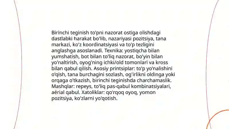 Futbol oʻyinida toʻpni boshqarish texnikasai 4