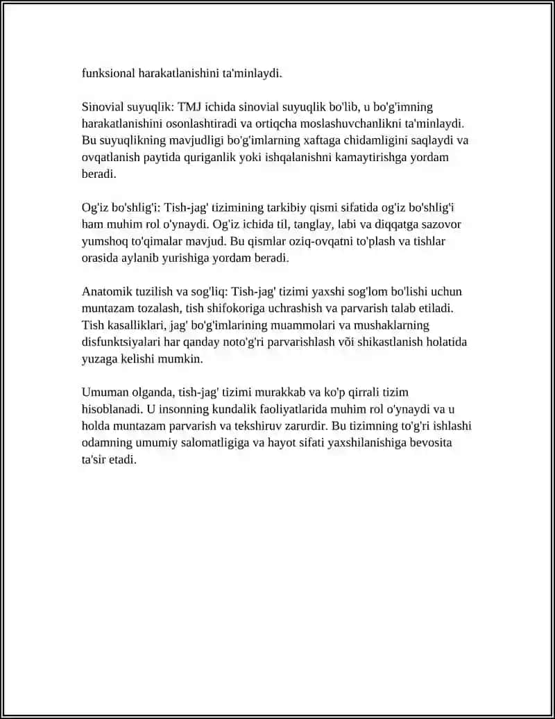 TISH JAG TIZMINING ANATOMIYASI VA FIZIOLOGIYASI 4