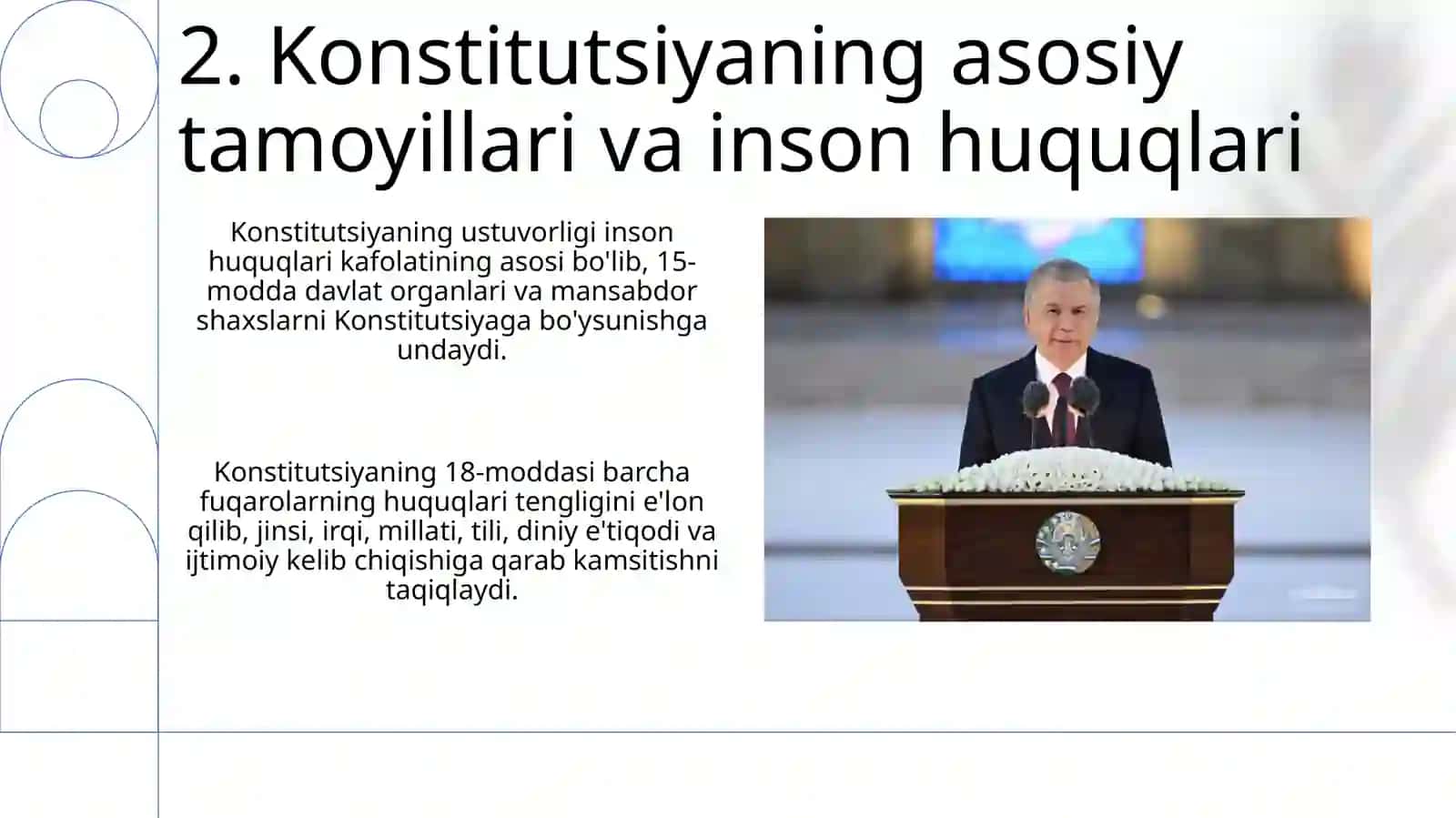 O’zbekiston Respublikasining Konstitutsiyasi inson huquqining manbasisifatida 4