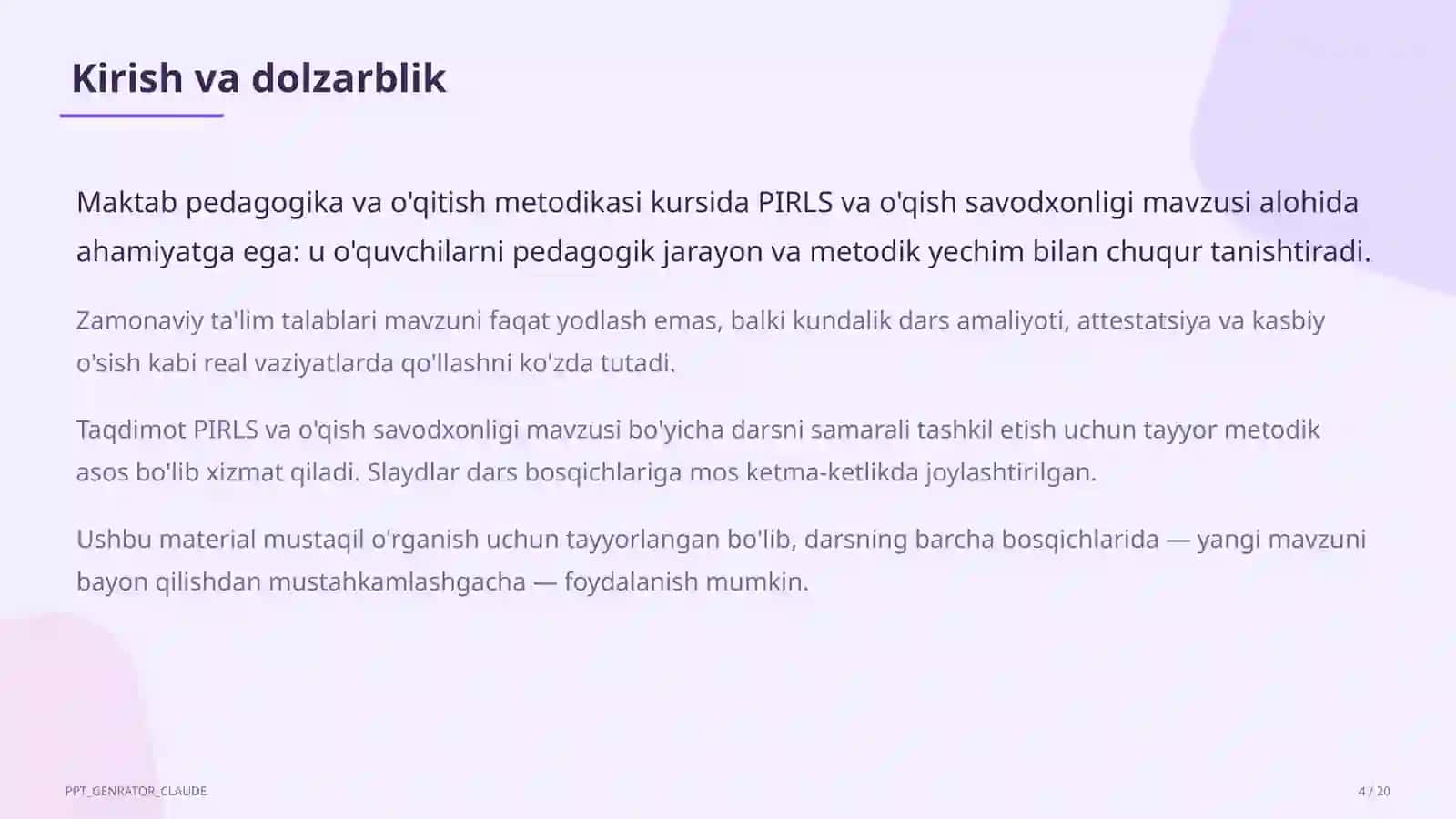 PIRLS va o'qish savodxonligi 4
