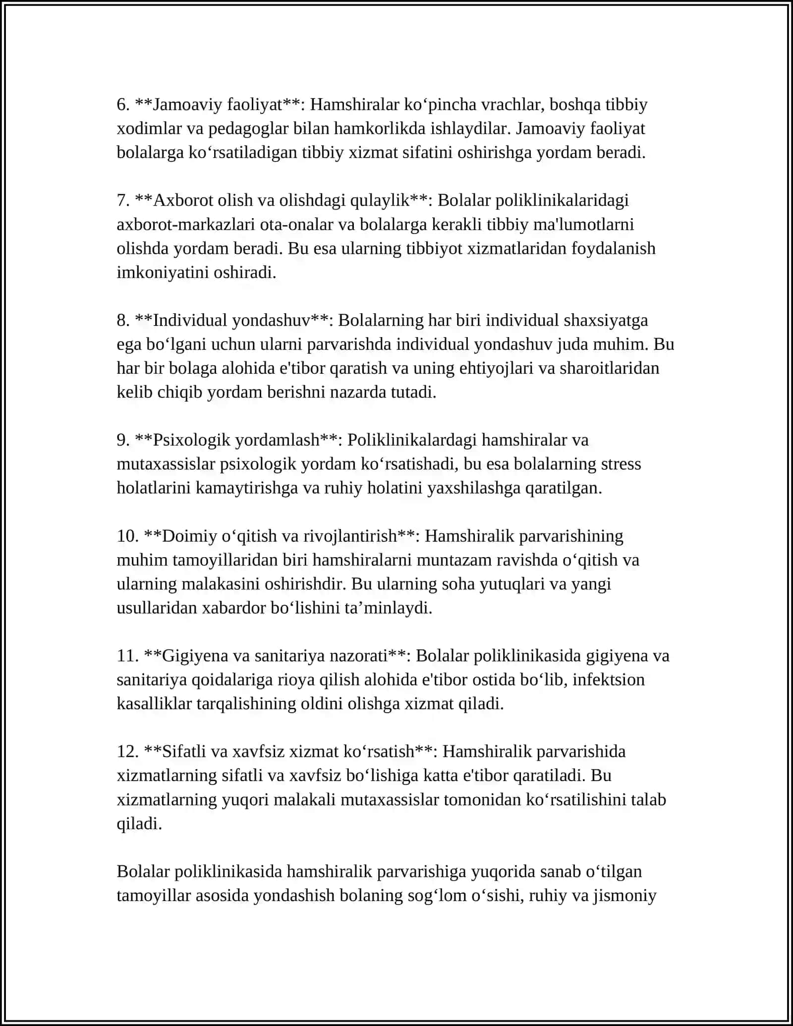 OILAVIY POLIKLINIKA QVP VA STATSIONARDAGI BOLALARGA HAMSHIRALIK PARVARISHINING XUSUSIYATLARI 4