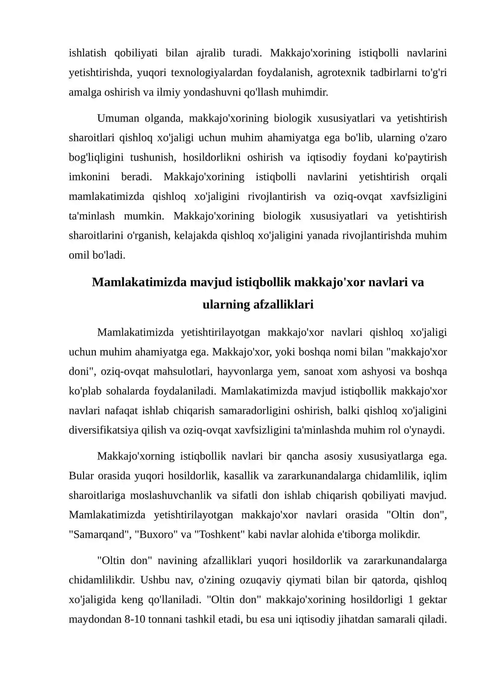 Mamlakatimizda yetishtirilayorgan makkajo'xorining istiqbollik navlari. 4