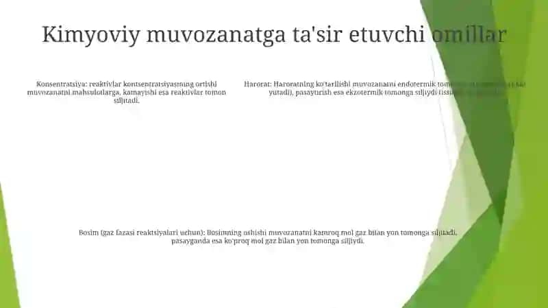 Kimyoviy Muvozanatni Asosiy Shartlari 4