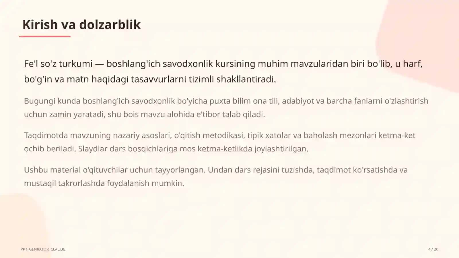 Fe'l so'z turkumi (3-sinf) 4