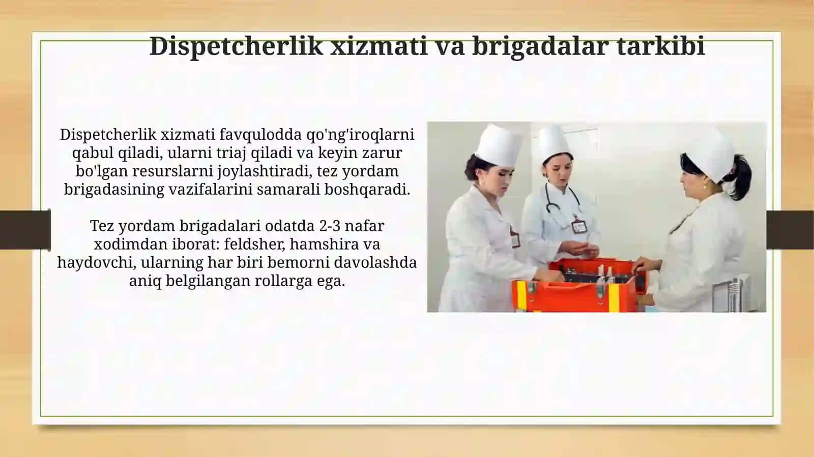 Tez tibbiy yordam stansiyalari ish faoliyatining mazmuni 4