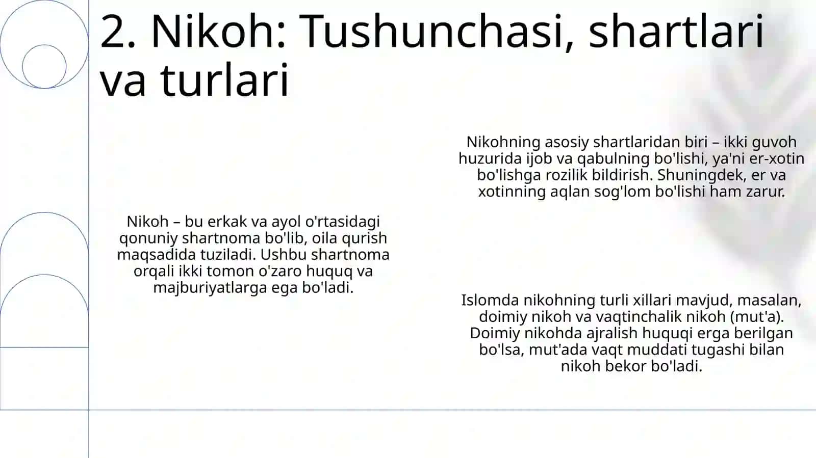 Islom xuquqshunoslikida Oila nikohTaloq tushunchalarini tariflash 4