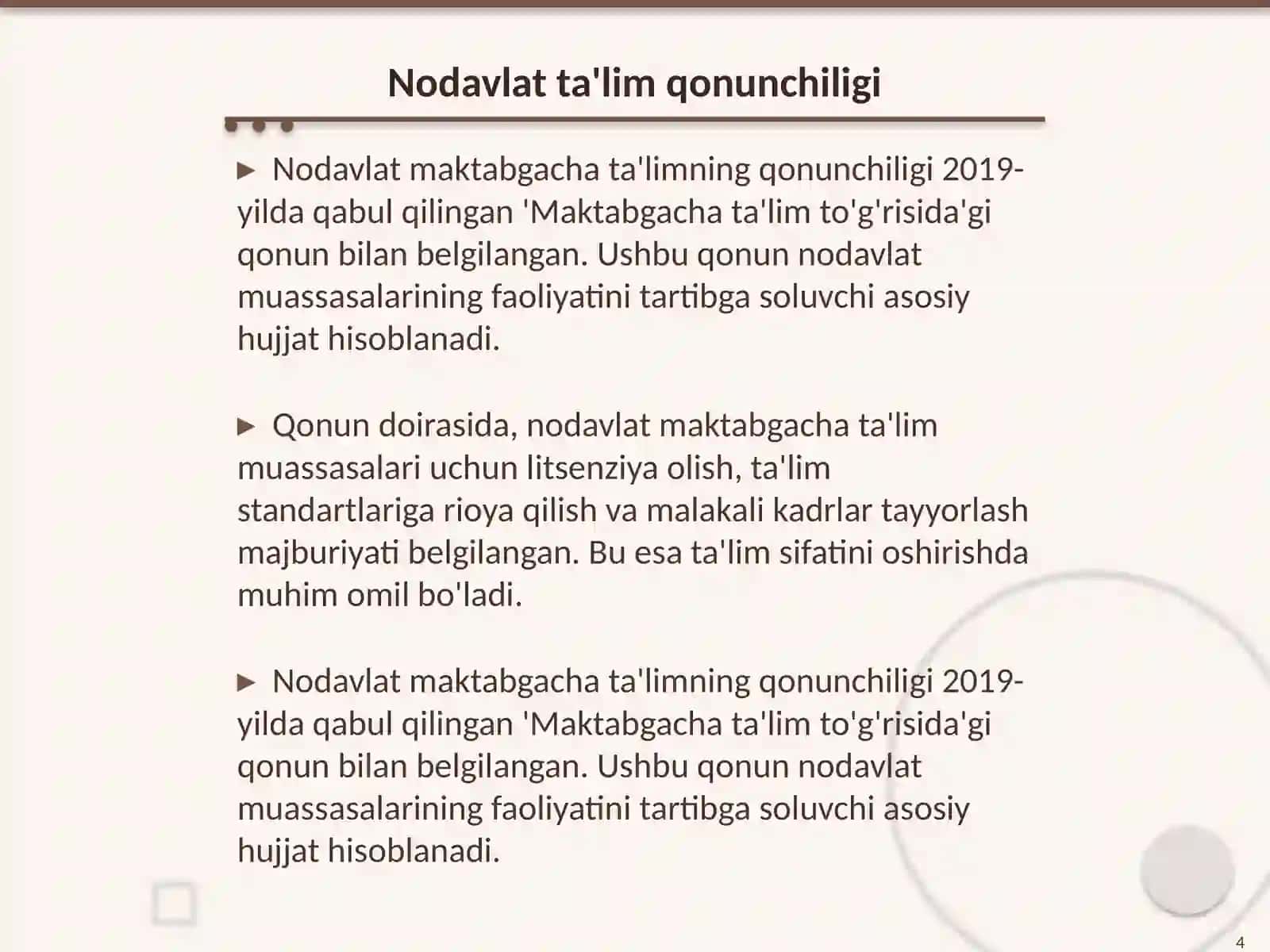 Nodavlat maktabgacha ta'lim tashkiltini tashkil yetish 4