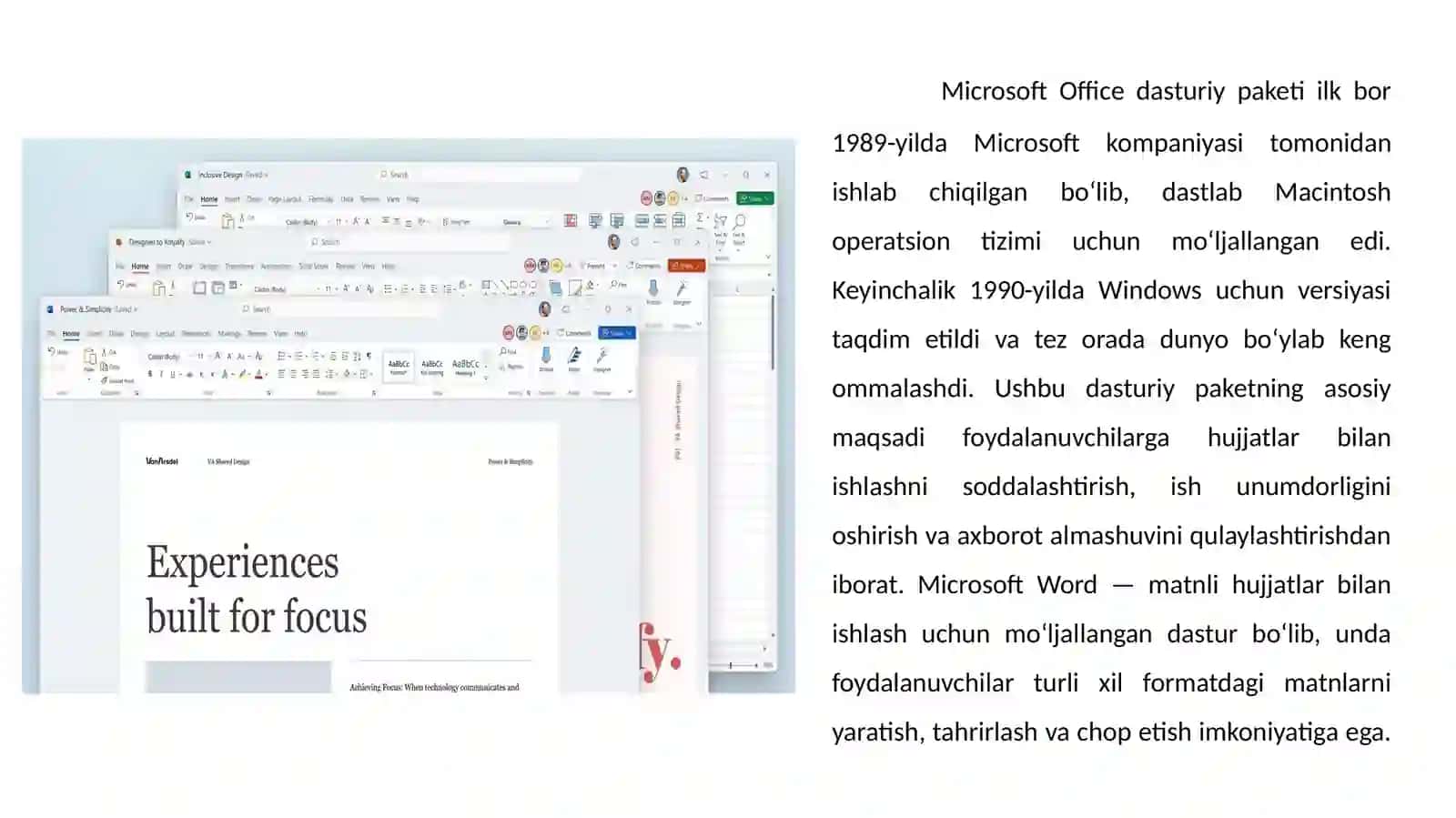 MICROSOFT OFFICE PAKET TARKIBI VA INTERFEYSI 4
