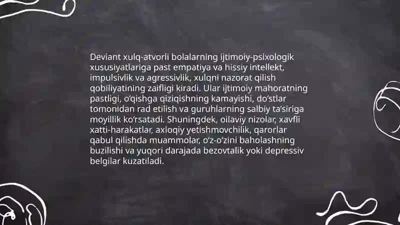 Deviant xulq-atvor bolalar bilan ijtimoiy pedagogik faoliyat 4