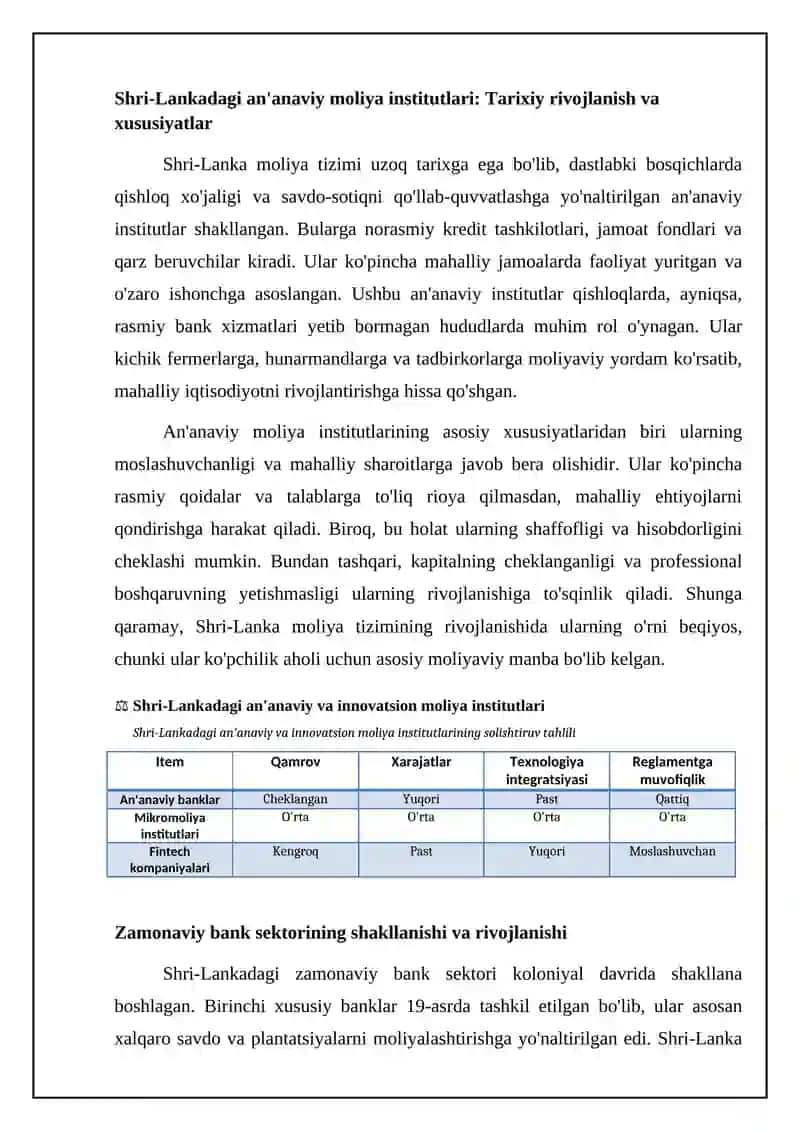 An'anaviy va innovatsion moliya institutlari: umumiy nuqtai 4