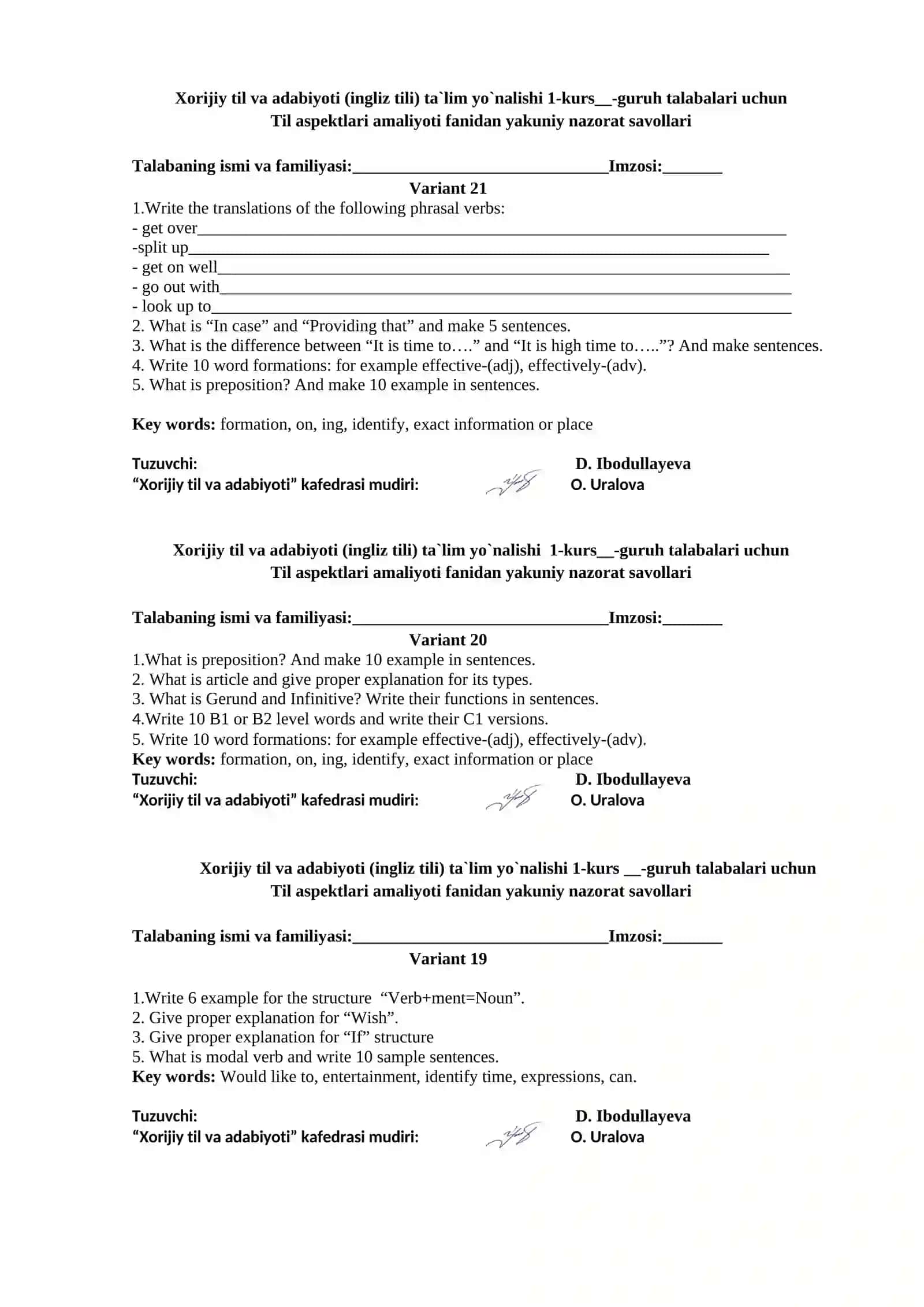 Xorijiy til va adabiyoti (ingliz tili) ta`lim yo`nalishi 1-kurs 4