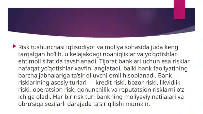 Tijorat banklari risklari va ularni boshqarish amaliyoti 4